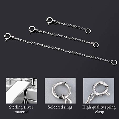 ALEXCRAFT Necklace Extender White Gold Chain Extender 925 Sterling Silver Necklace Bracelet Anklet Extenders Chain Extension for Jewelry Making (1 2 3 inch) - color: Silver