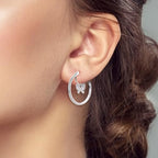 LAZA 925 Sterling Silver Hoop Earrings for Women, Sterling Silver Butterfly Hoops Colorful Flowers Hoop Huggie Earrings Hypoallergenic Jewelry Gifts for Women - color: Purple Butterfly Earring