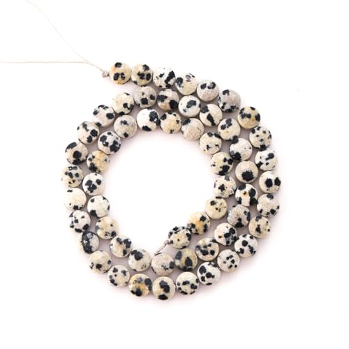 6mm Faceted Natural Dalmatian Stone Beads Coin Disc Gemstone Spacer Beads for Jewelry Making DIY Bracelet Necklace - color: Dalmatian