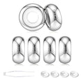 GW Stopper Charms 925 Sterling Silver Round Rondelle Spacer Beads with Exquisite Velvet Bag for Charm Bracelets for Women - color: Silver-6PCS