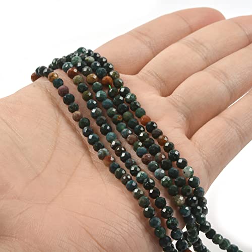 Green Bloodstone Heliotroppe 4mm Faceted Round Beads Loose Beads 16 Inch for Jewelry Making Beads - color: Green Bloodstone Heliotroppe