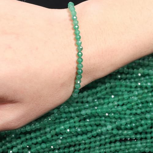 Song Xi 180pcs 2mm Natural Green Aventurine Gemstone Beads Faceted Round Loose Stone Beads for Jewelry Making (1 Strand) - color: Green Aventurine, size: 1.9-2.4mm