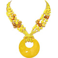 Coiris Shell Pendant Statement Strand Necklace for Women Boho Multi Beads Natural Stone Colorful Necklace Bohemian Handmade Chunky Shell Beaded Collar Jewelry for Women - color: Yellow
