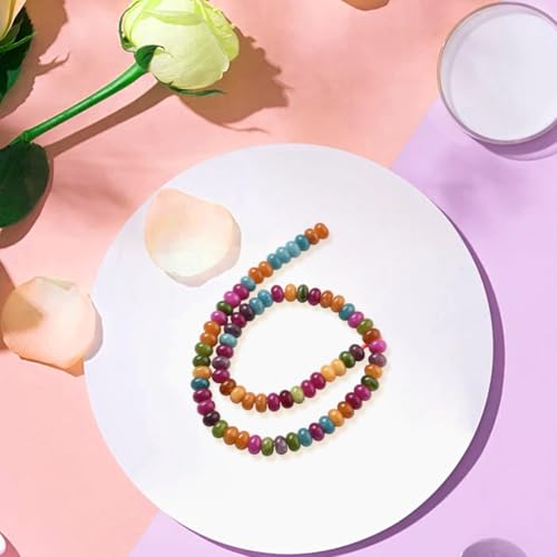 1 Box 150PCS 5X8MM Natural Rondelle Jade Beads with Hole Abacus Stone Gemstone Crystal Energy Power Colorful Disk Flat Spacer Bead for Jewelry Making Bracelet Necklace DIY Craft Supply - color: Mixed Color, size: 150pcs