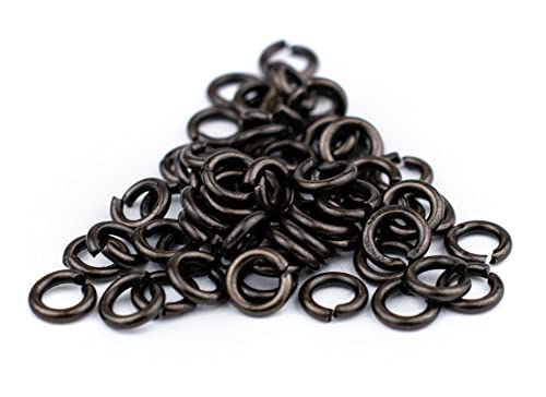 The Bead Chest Black 4mm Round Open Jump Rings, Pack of 100 - color: Black, size: 4mm