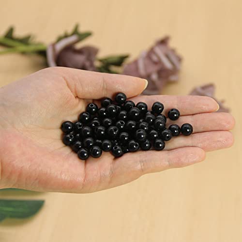 600PCS Black Glass Round Beads Bulk， Imitative Jade Beads, Lava Beads, Bracelet Loose Beads for Jewelry Making Earring, Necklaces, and DIY Crafts (8mm Black) - size: 8mm Black