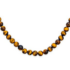 Simple Classic Hand Knotted Created Semi Precious Gemstone Round Ball 10MM Bead Strand Choker Collarbone Necklace Western Jewelry For Women Toggle Clasp 15 17 19 Inch - color: Brown Tigers Eye