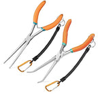 2 PCS Extra Long Bent & Straight Needle Nose Pliers Set for Jewelry Making & Fishing Hook Removal with Serrated Jaw & Lanyard - style: Extra Long Nose & Bent Nose