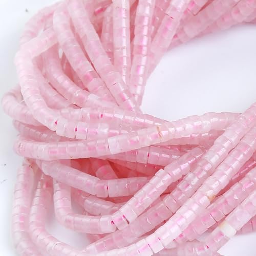150pcs 2x4mm Natural Rose Quartz Tube Shape Beads Loose Flat Round Cylinder Flat Spacer Green Stone Beads for Bracelet Earrings Jewelry Making - color: Rose Quartz, size: 2x4mm Tube shape