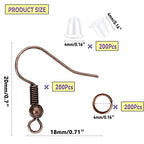 600Pcs Hypoallergenic Earring Hooks, Red Copper Earring Making Kit, Supplies with Earring Backs and Jump Rings for Jewelry Making (Red Copper) - color: Red Copper