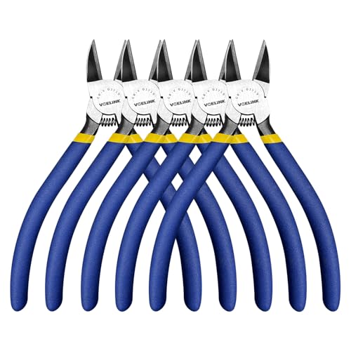 VCELINK Wire Cutters, 6-inch Side Cutter, CR-V Small Flush Cutter, 5 Pack Professional Small Wire Cutter with Spring-loaded for Artificial Flowers, Floral, Jewellery Making, and DIY Model Making - size: 6"x 5 PCS