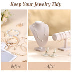 Wenqik 4 Pcs Velvet Jewelry Display Set Velvet Necklace Bust Holder Bracelet Organizer 2 Ring Finger Jewelry Holder - color: Linen Color