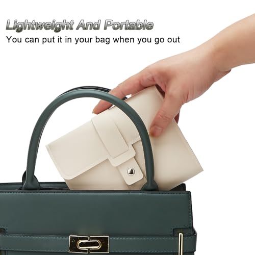 LAKE OF FIRE Earring Holder Organizer with Foldable Book Design Jewelry Book Organizer, Portable Pu Leather Travel Earring Case(Beige) - color: Beige