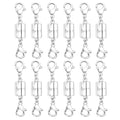 Double Lobster Clasp Magnetic Necklace Clasps and Closures 14K Gold and Silver Magnetic Jewelry Clasps Converters for Bracelet Necklaces Extender - color: 12Pcs Silver