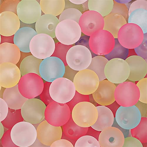 230PCS 8mm Acrylic Round Beads for Jewelry Making, Matte Colorful Frosted Beads for Crafts - color: Mix Color, size: 8MM