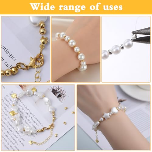 Ouligay 800PCS 4mm Mini Crimp Beads for Jewelry Making Crimp Bead Covers Half Round Open Crimping Bead Knot Covers for DIY Jewelry Craft Making Jump Rings with Transparent Box Gold and Sliver