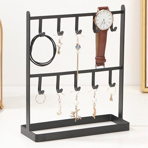 LXZ 1 PC Tabletop Hook Rack – Jewelry Stand Holder – Black Hangers for Necklaces Keys Brace laces Ear Rings - color: Black