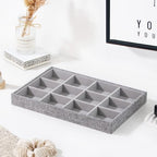 Stackable Jewelry Organizer Tray For Drawers,White Leather Small Earring Storage Tray,Bracelet And Necklace Display Box,Jewelry Ring Display Case (Gray 12 Grids) - style: Gray 12 Grids