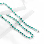 Gemsme 18K White Gold Plated Halo Necklace 5.0mm Round Cubic Zirconia Classic Tennis Necklace - color: White Gold - Green, size: 22 inch