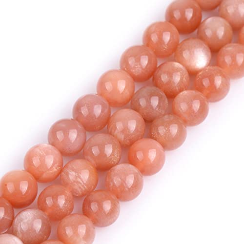 Gem-Inside 10mm Natural AAA Grade Orange Sunstone Gemstone Round Loose Beads for Jewelry Making 15 Inches - color: Aaa Orange Sunstone, size: 10mm