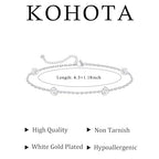 KOHOTA Silver Gold Bracelets for Women Trendy 14K Gold Plated Bracelet for Women Non Tarnish Dainty Stackable Clover Flower Heart Butterfly Diamond CZ Charm Station Bracelets Stack Jewelry Gifts - color: D: Diamond Station-Silver