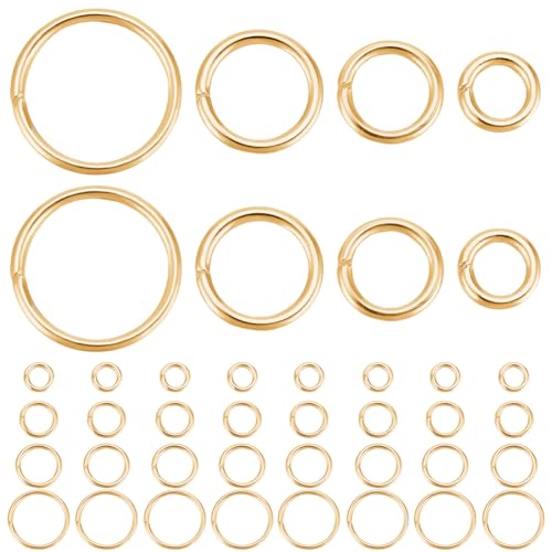 Beebeecraft 1 Box 600Pcs 4/5/6/8mm Open Jump Rings 18K Gold Plated Stainless Steel Single Loop Jump Ring Round Connector Rings for Bracelet Necklace Jewellery Making - color: Gold
