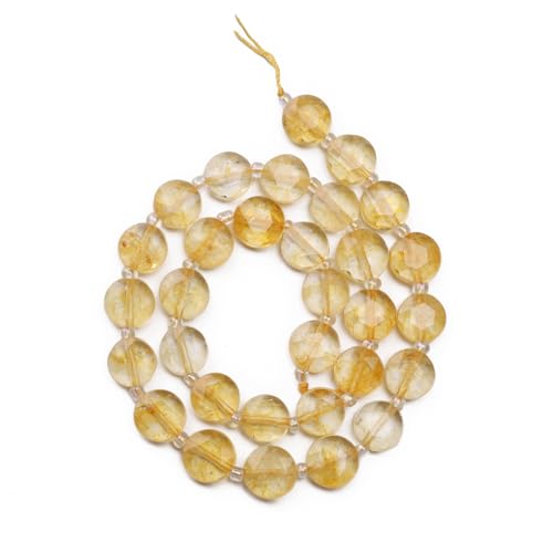 BEADIA Natural Faceted Yellow Quartz Rondelle Disk Stone Beads 10x5mm 37cm for DIY Chain Jewelry Making - color: Yellow Quartz