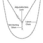 Savlano 925 Sterling Silver Italian Solid 1.6MM Figaro Adjustable Bolo 14-24 Inch Chain Necklace For Women - Made in Italy Comes With a Gift Box - style: Silver
