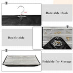 1 Pack Hanging Jewelry Organizer 80-Pocket Dual-sided Jewelry Storage for Earring Necklace Bracelet Ring Travel Holder, Black and White - color: Black and White