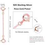 Sterling Silver Necklace Extender Rose Gold Plated for Women Bracelet Safety Link Extension for Dainty Jewelry 2.3" Length - color: rose gold
