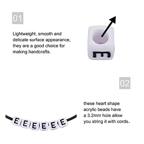 FASHEWELRY 300Pcs Cube White Acrylic Letter Beads 6x6mm Letter E Alphabet Beads for DIY Bracelet Necklace Jewelry Making - color: Letter E, size: 6x6x6mm
