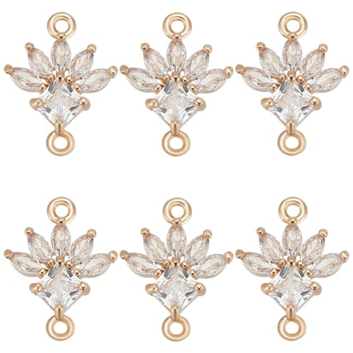 Beebeecraft 10Pcs Flower Connectors Charms K9 Glass Crystal Floral Pendant Links with Double Loops for Bracelet Earring Necklace Jewelry Making