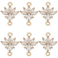 Beebeecraft 10Pcs Flower Connectors Charms K9 Glass Crystal Floral Pendant Links with Double Loops for Bracelet Earring Necklace Jewelry Making