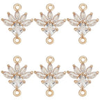 Beebeecraft 10Pcs Flower Connectors Charms K9 Glass Crystal Floral Pendant Links with Double Loops for Bracelet Earring Necklace Jewelry Making