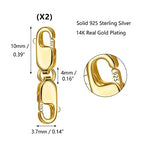 Bracelet Extender Gold Necklace Clasps and Closures 14K Gold Plated 925 Sterling Silver Double Lobster Clasp Double Claw Connector for DIY Jewelry Making（2pcs） - color: C-14K Gold
