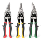 HURRICANE 3 pc Aviation Tin Snips Set, 10 inch Metal Cutter Shears for Cutting Sheet Metal, Cr-V Blades, Straight Left and Right Aviation Snips, with Ergonomical TyreGrip Handle and Safety Latch - size: 3 Piece Regular Set: Straight, Left, Right