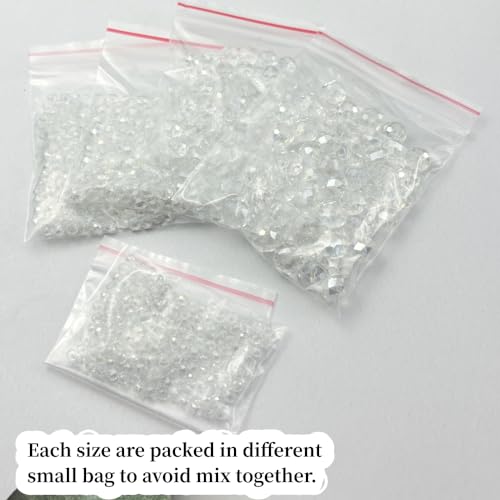 600pcs Crystal Glass Beads 3mm 4mm 6mm 8mm 10mm Rondelle Faceted Crystal Beads Spacer Beads for Necklace Bracelet Earrings DIY Jewelry Crafts Making Supplies(Clear AB) - color: Clear AB
