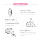 925 sterling silver Bead Charm for Pandora bracelets and Necklaces - Cute Heart Animal Ocean Pendant Bead Charms with Cubic Zirconia Mother's Day Jewelry Making DIY Gifts for Women Wife/Girlfriend - color: Little Dolphin Pendant Charm