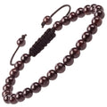 MASSIVE BEADS Natural Healing Power Gemstone Crystal Beads Unisex Adjustable Macrame Bracelets - color: Garnet, size: 6mm