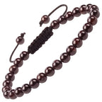 MASSIVE BEADS Natural Healing Power Gemstone Crystal Beads Unisex Adjustable Macrame Bracelets - color: Garnet, size: 6mm