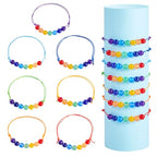 Elecrelive Glass Round Beaded Bracelet Set Clay Beaded Bracelets Stretch Bracelets - color: Mix 7 Colors
