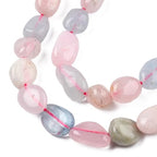 30-45Pcs/Strand Natural Morganite Beads 15.7" Irregular Nuggets Stone Beads 8-15mm Gemstones Loose Spacer Bead for DIY Bracelet Necklace Jewelry Making Crafting - color: Morganite