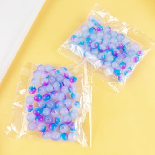 100 Pack 8mm Glass Beads for Jewelry Making, Graduated Color Mix, Bulk DIY Craft Supplies - color: Color4