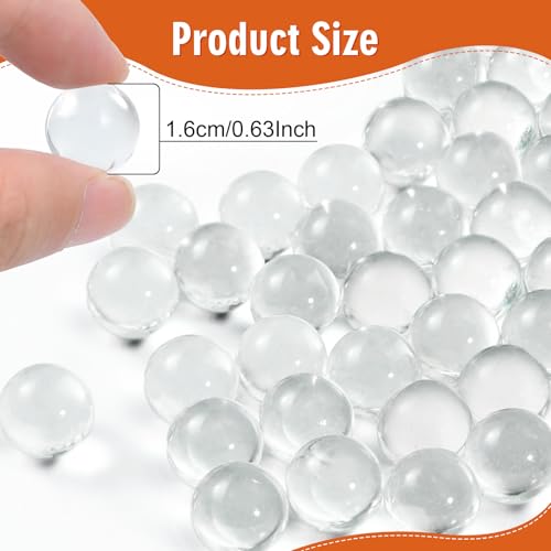 400 PCS Clear Marbles, Clear Glass Marbles for Vase Fillers, Round Marble Beads for Marble Run Game, Glass Beads Bulk for DIY Home Decoration, 4.6lb, Approx. 400 pcs