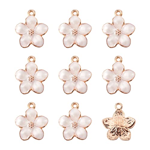 Beadthoven 100pcs Enamel Charms Cherry Blossom Daisy Flower Pendants Gold Plated Small Cute Bulk for Jewelry Making Bracelet Necklace Earrings Keychain DIY Accessories - color: 0Lavender Blush