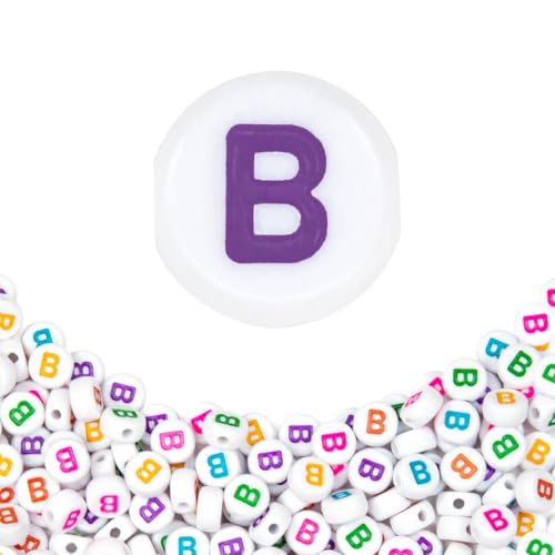 360Pcs 4X7mm Acrylic Letter Beads for Jewelry Making - White Round Vowel Letter E Beads for Bracelets, Necklaces, DIY Crafts - color: 12 B, size: White & Colorful