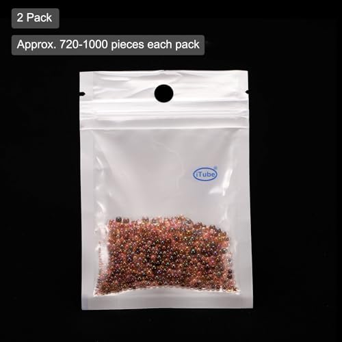 Iridescent Glass Tiny Bubble Beads, 0.4-3mm 20g No Hole Micro Mini Round Brown Water Droplets Beads - Applications: for Resin Filler, Nail Art, Dollhouse Bath Tub, 2-Pieces - color: Brown, size: φ0.4-3mm