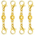 Magnetic Necklace Clasps and Closures, S925 Sterling Silver Magnetic Clasp Converter, Double Lobster Clasp Design (4pcs Gold) - color: 4pcs gold