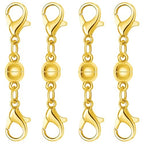 Magnetic Necklace Clasps and Closures, S925 Sterling Silver Magnetic Clasp Converter, Double Lobster Clasp Design (4pcs Gold) - color: 4pcs gold