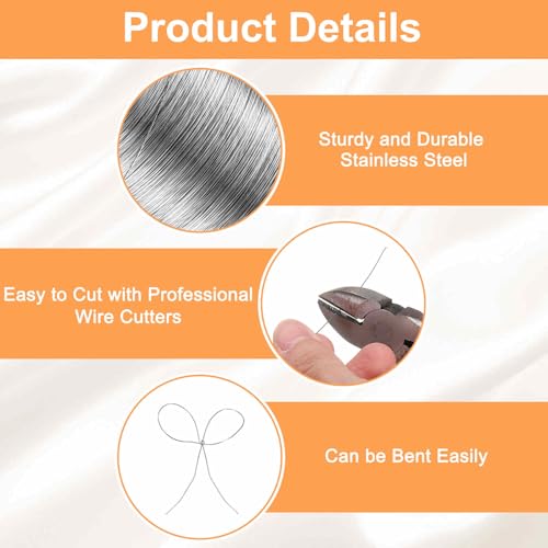 HARFINGTON Craft Wire 148ft Length 28 Gauge Stainless Steel Craft Jewelry Wrapping Wire Tarnish Resistant Beading for Jewelry Making Supplies Crafting, Silver - size: 28 Gauge X 148ft